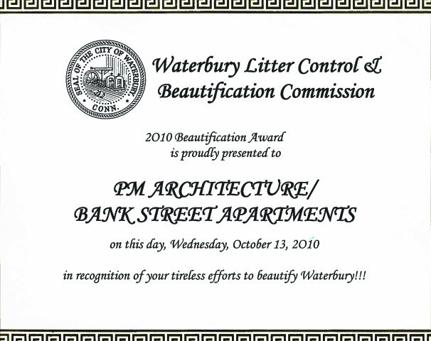 Waterbury Litter Control & Beautification Commission: Beautification Award – October 13, 2010